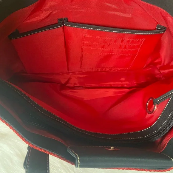 The Sak Red Black Fabric Tote Shoulder Bag Purse - Picture 11 of 14